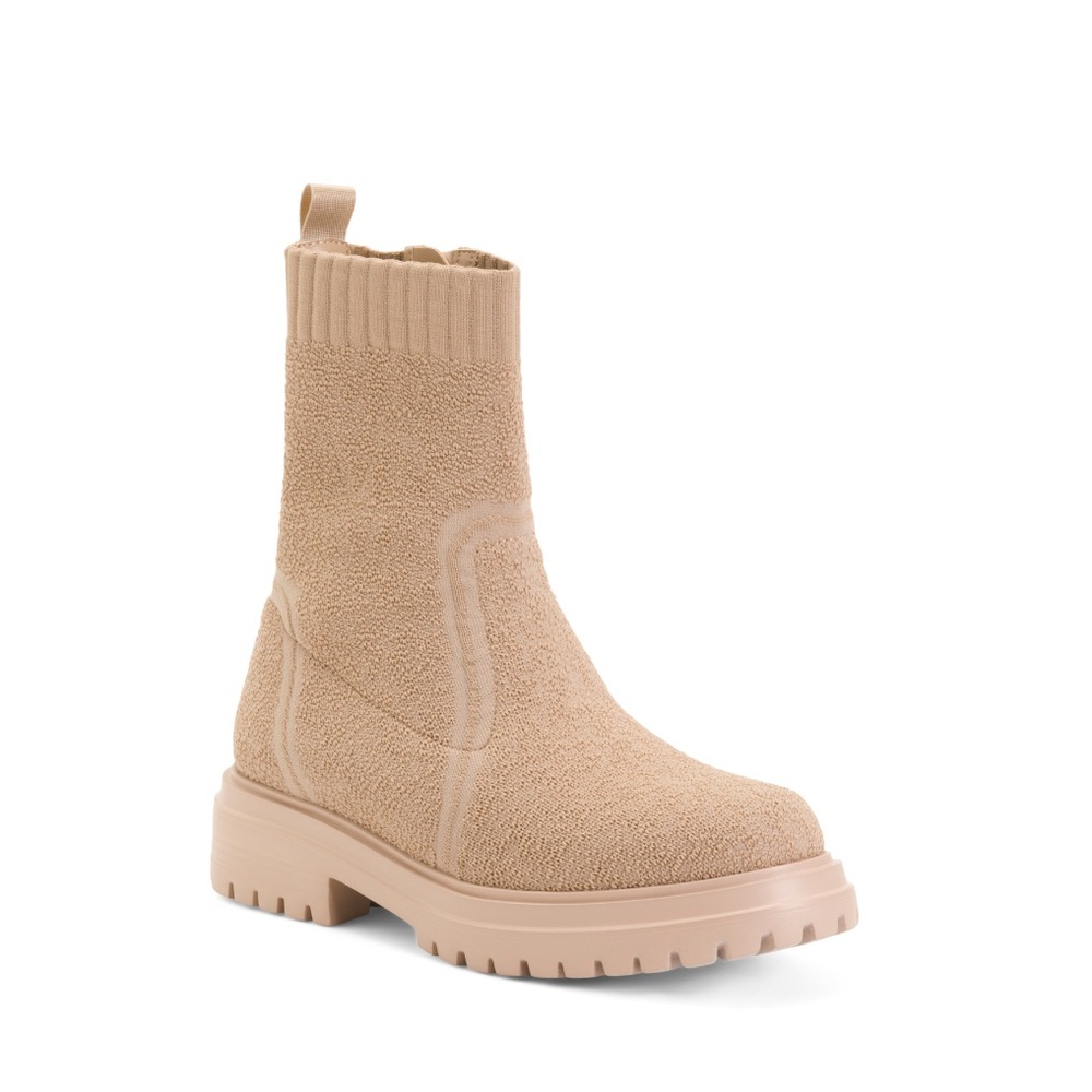 Vaneli Cipria Natural Zenon Stretch Knit Lug Sole Booties Women’s Size 7 NEW